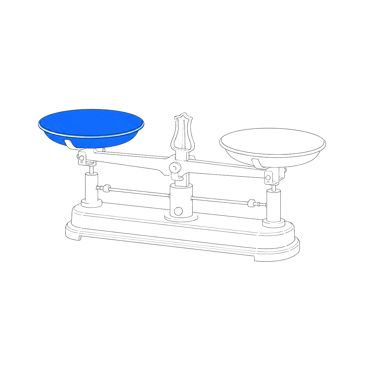 Line drawing of a two-pan balance scale