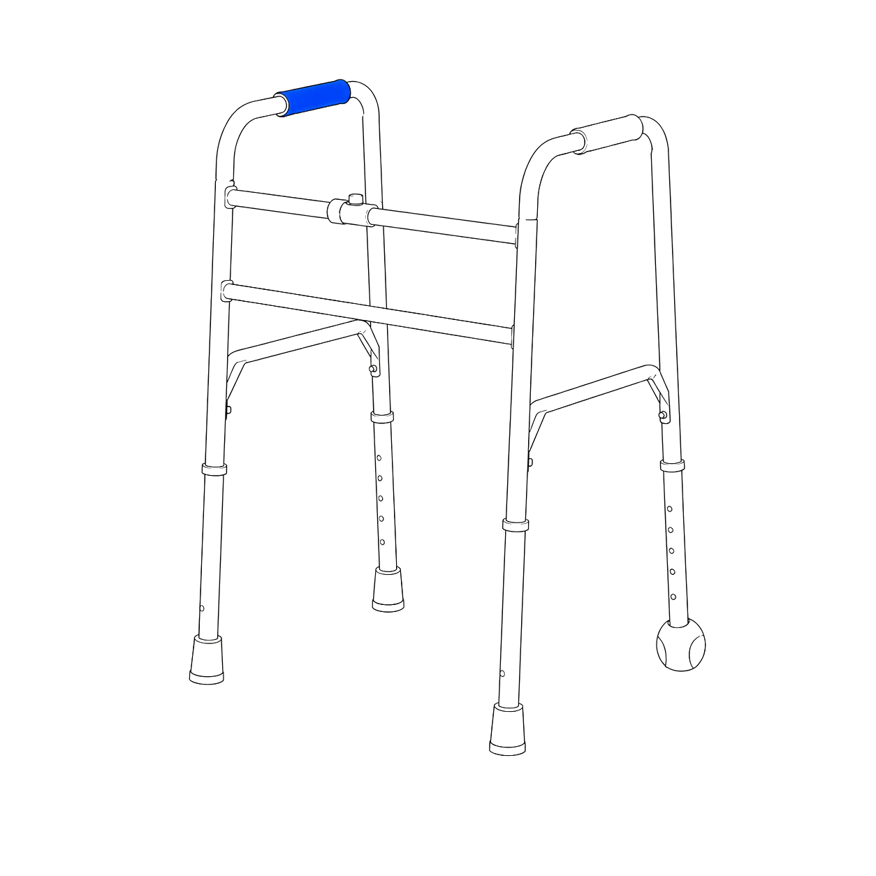Line drawing of a folding walker